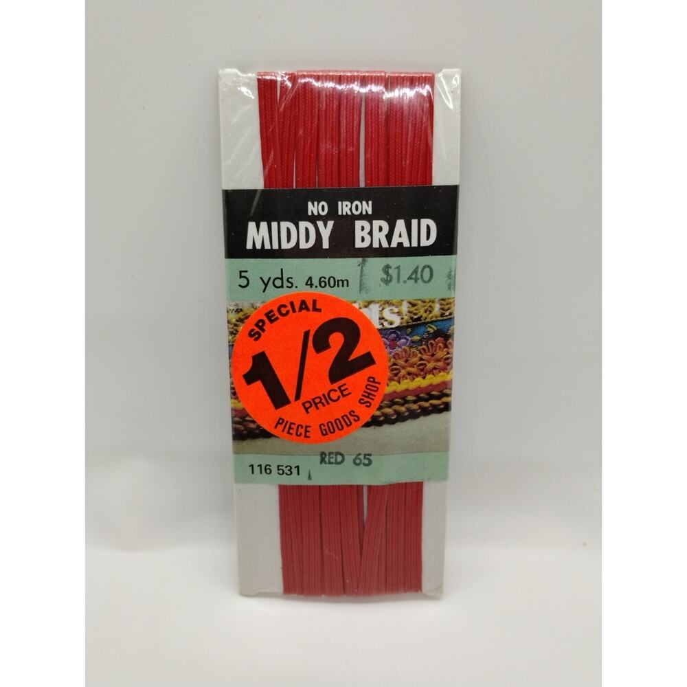 Wrights Middy Braid No Iron - 5 yds x 3/16" W Red 65-116-531